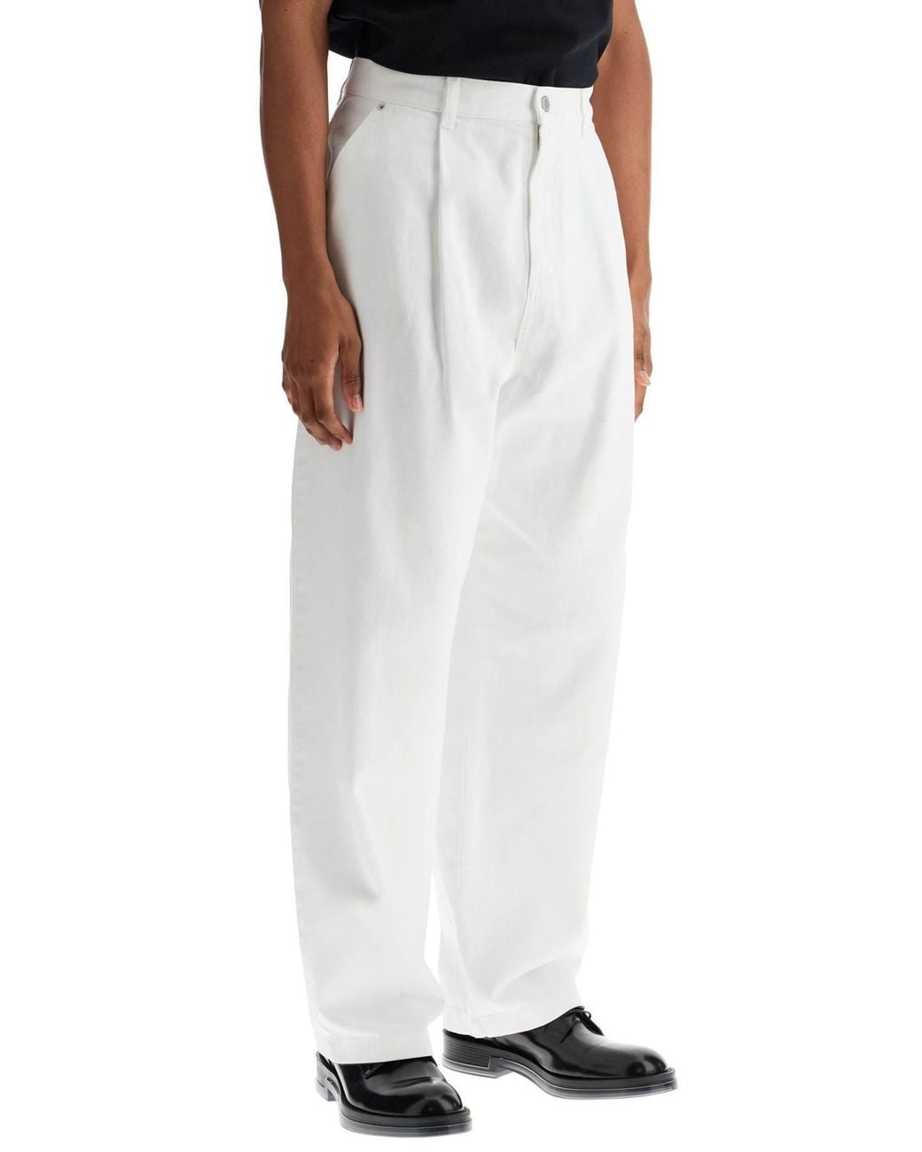 Moschino White Logo Patch Wide-Leg Pants for men