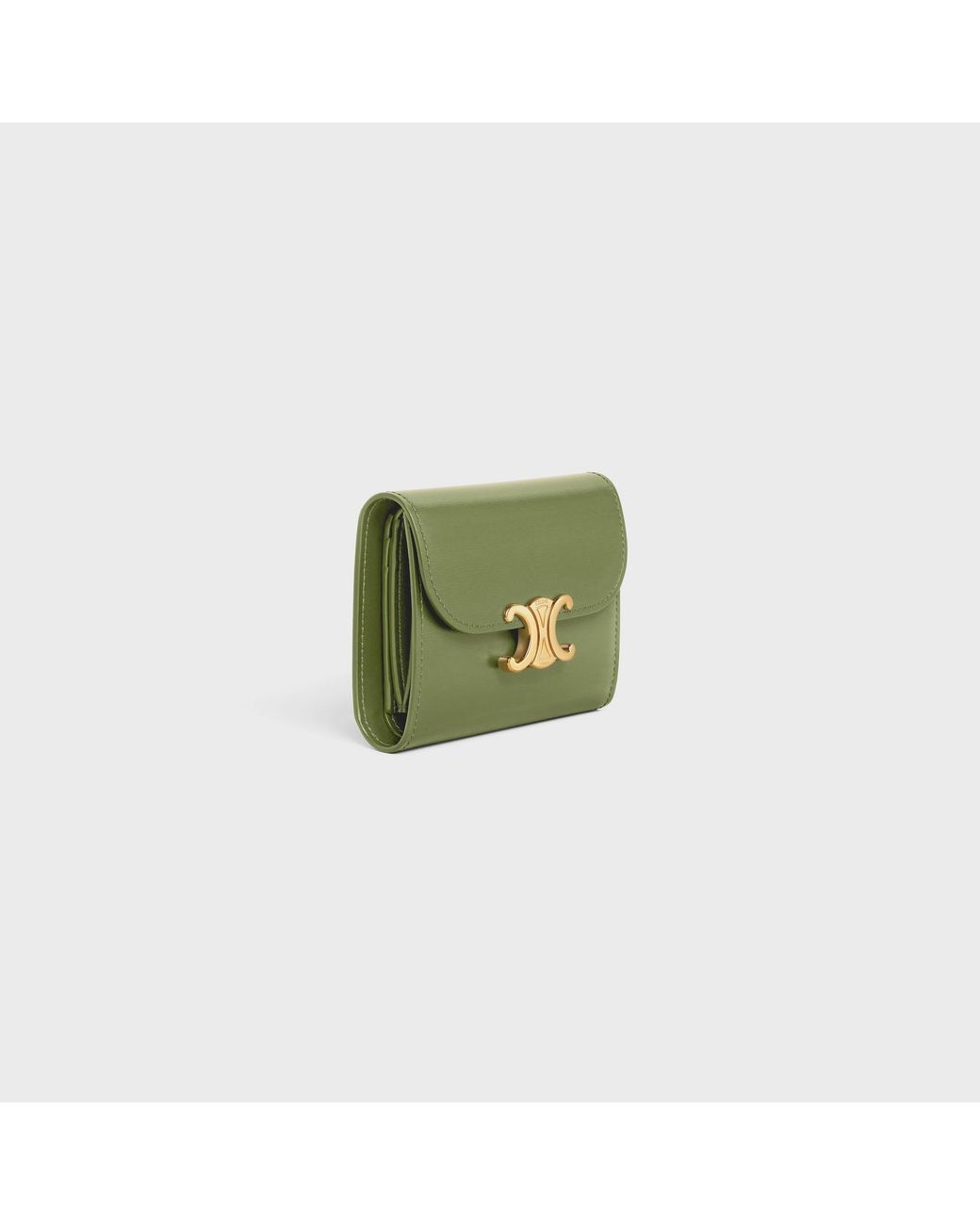 Céline Green Small Flap Wallet Triomphe