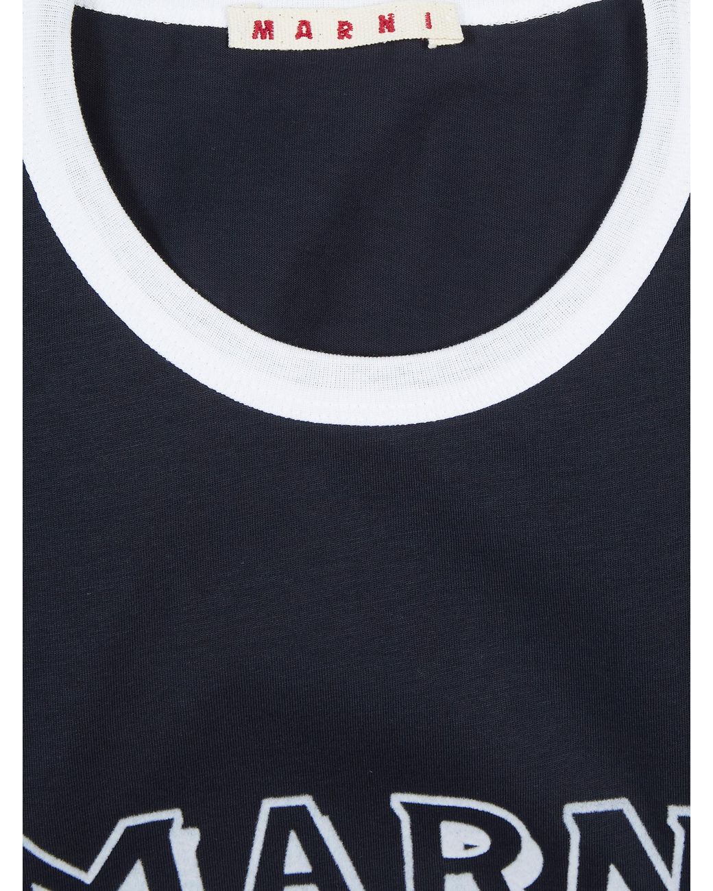 Marni Blue Contrast-Trim Short Sleeved T-Shirt for men
