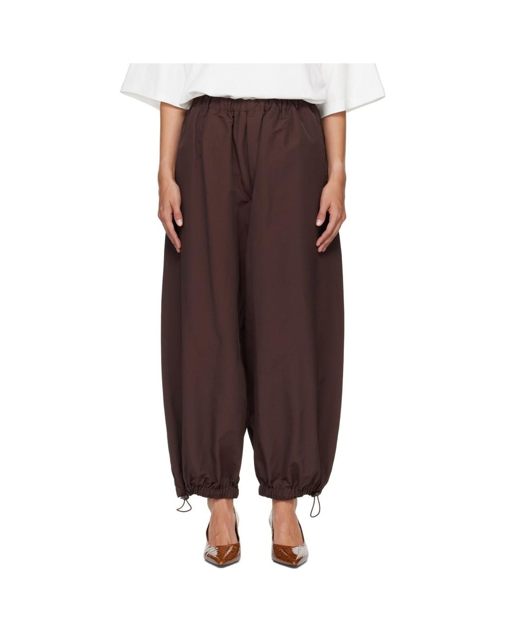 Entire studios Brown Elasticated-Cuffs Trousers