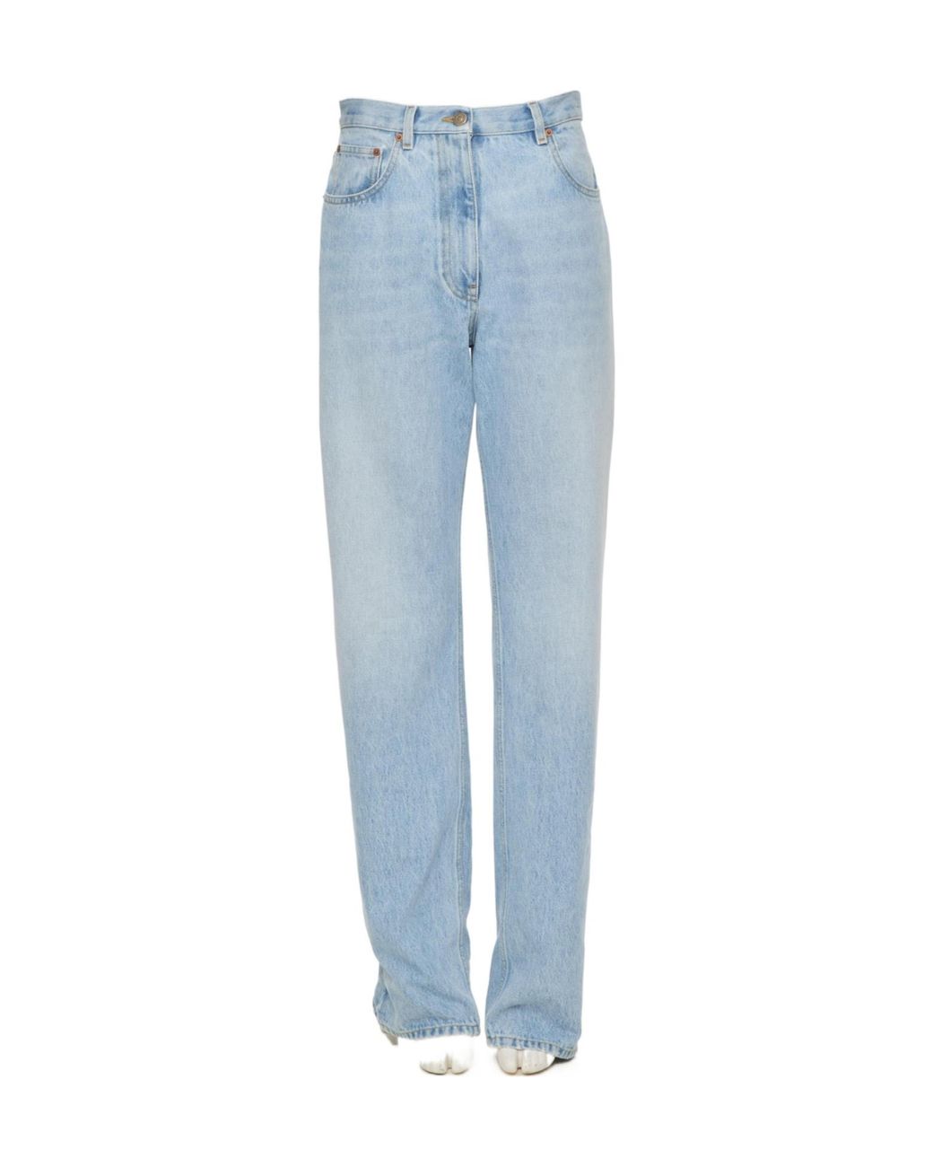 Valentino Blue Logo Patch Straight Leg Jeans
