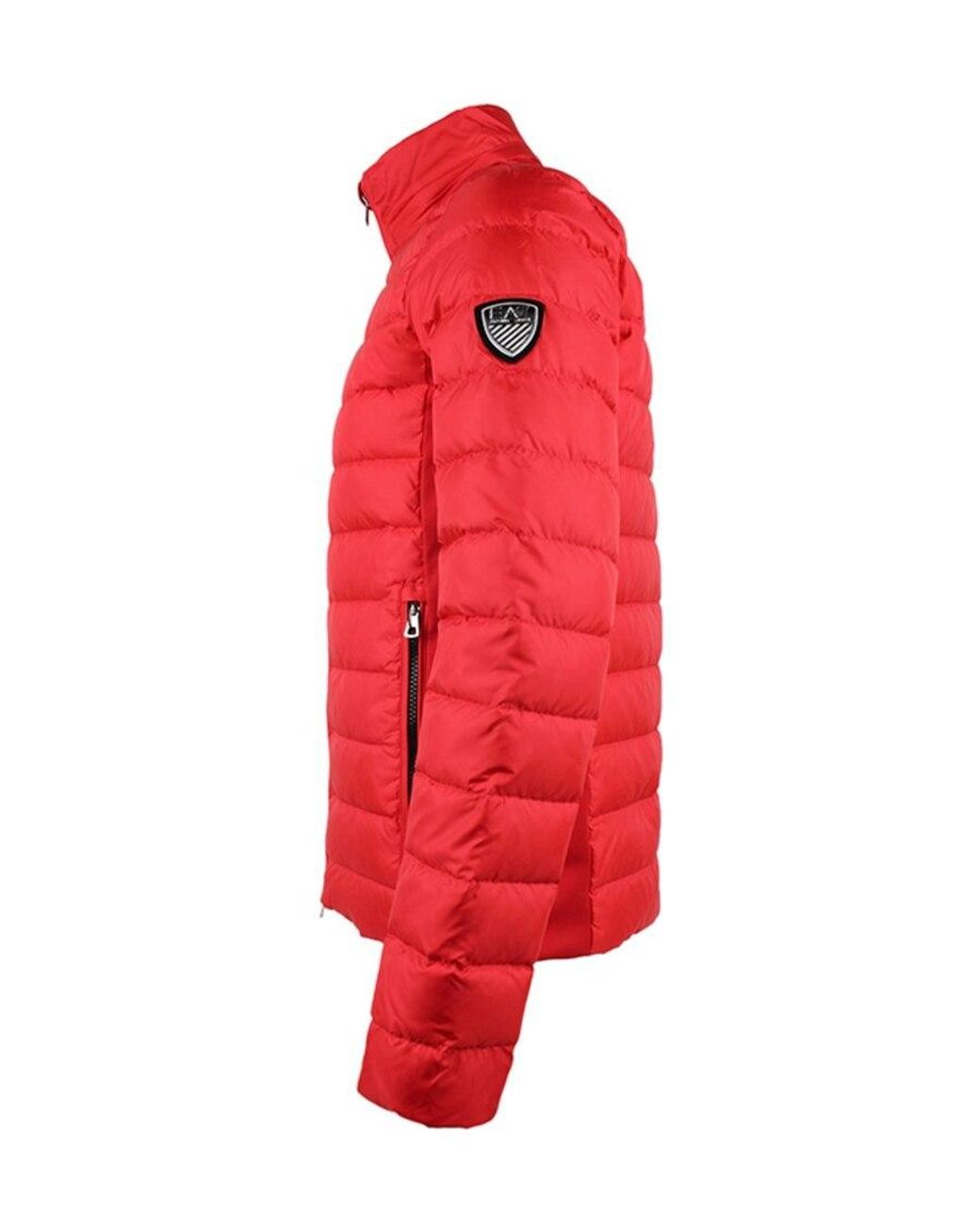 EA7 Red Logo Quilted Down Jacket for men