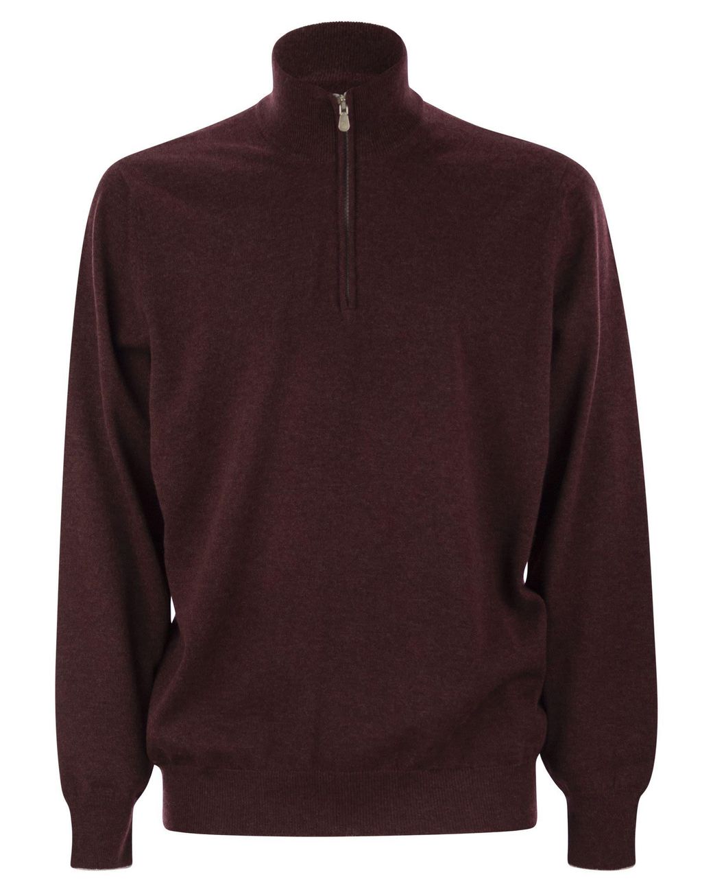 Brunello Cucinelli Brown Funnel-Neck Knitted Polo Shirt for men