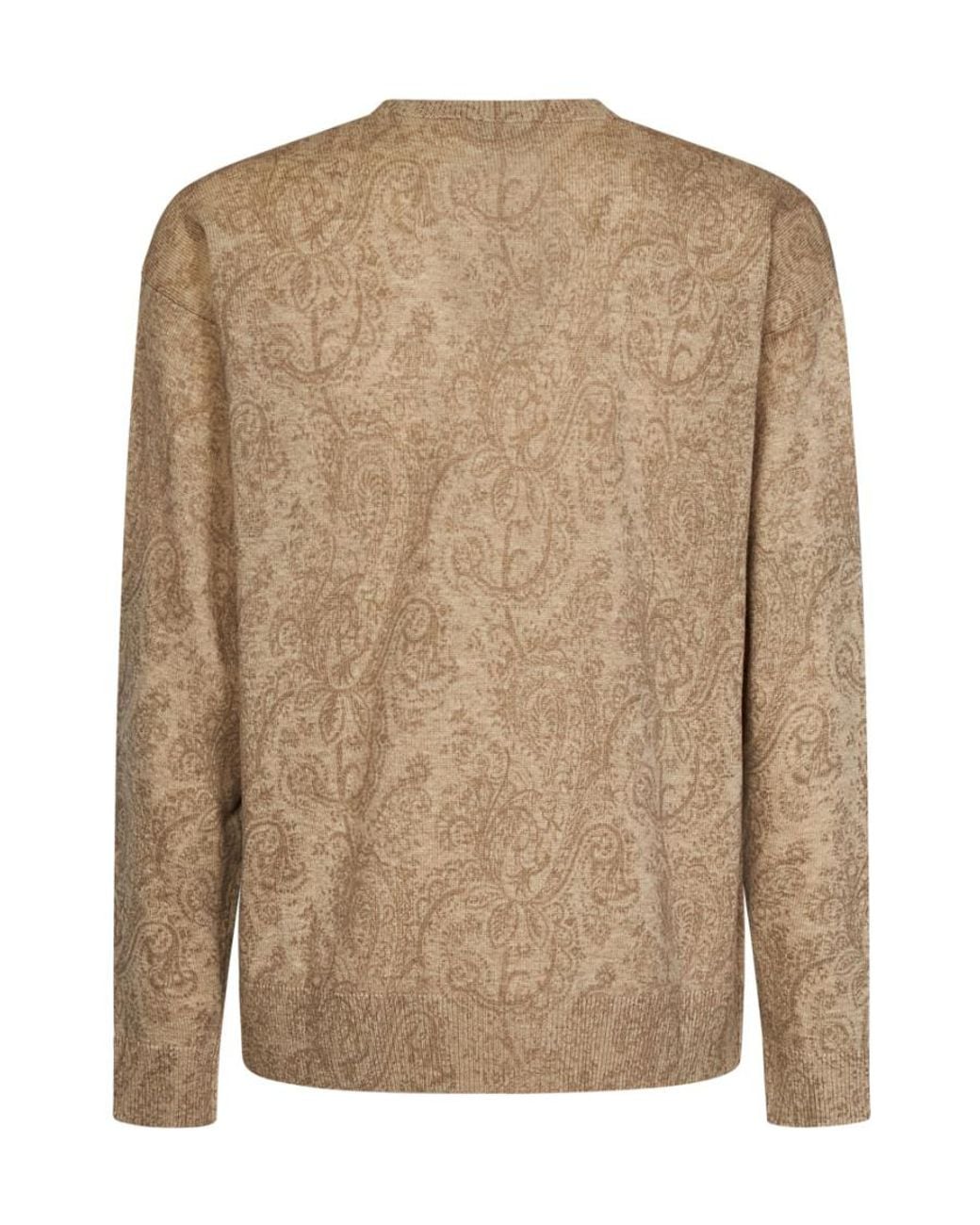 Etro Brown Logo-Embroidered Crewneck Knitted Jumper for men
