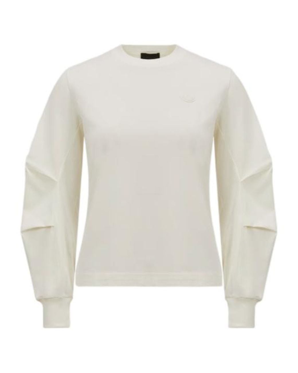 Moncler White Cotton Pleated Sleeve T-Shirt