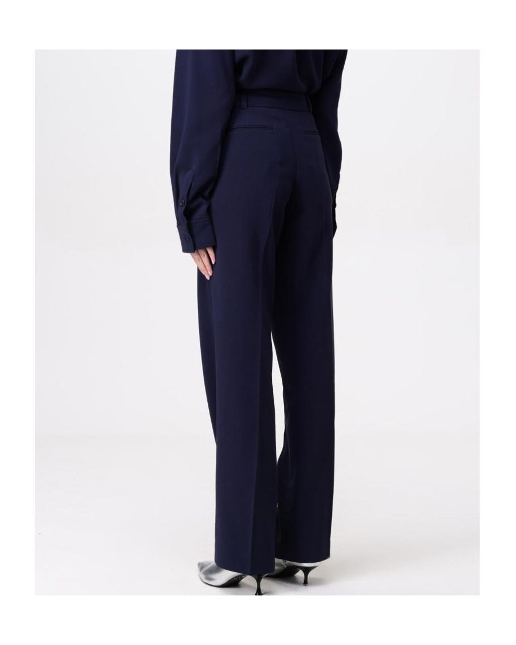 Michael Kors Blue Straight Leg Pleated Pants