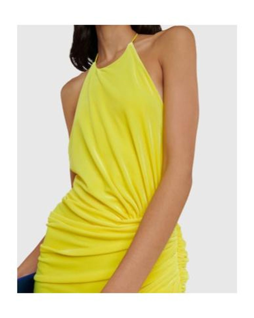 Alexandre Vauthier Yellow Ruched Halterneck Midi Dress