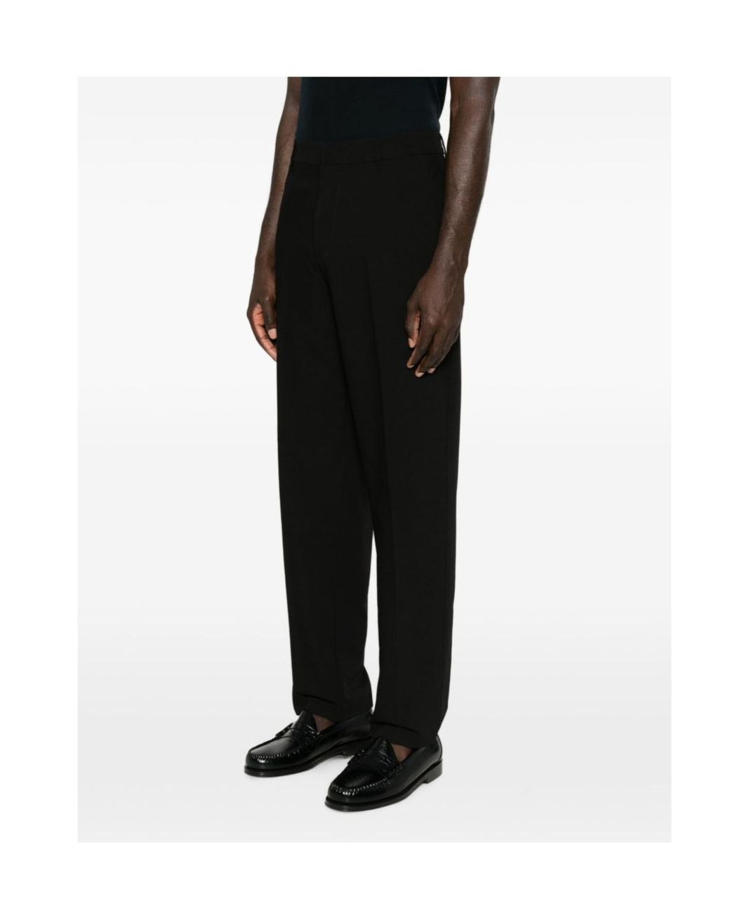 Emporio Armani Black Pressed-Crease Straight-Leg Trousers for men