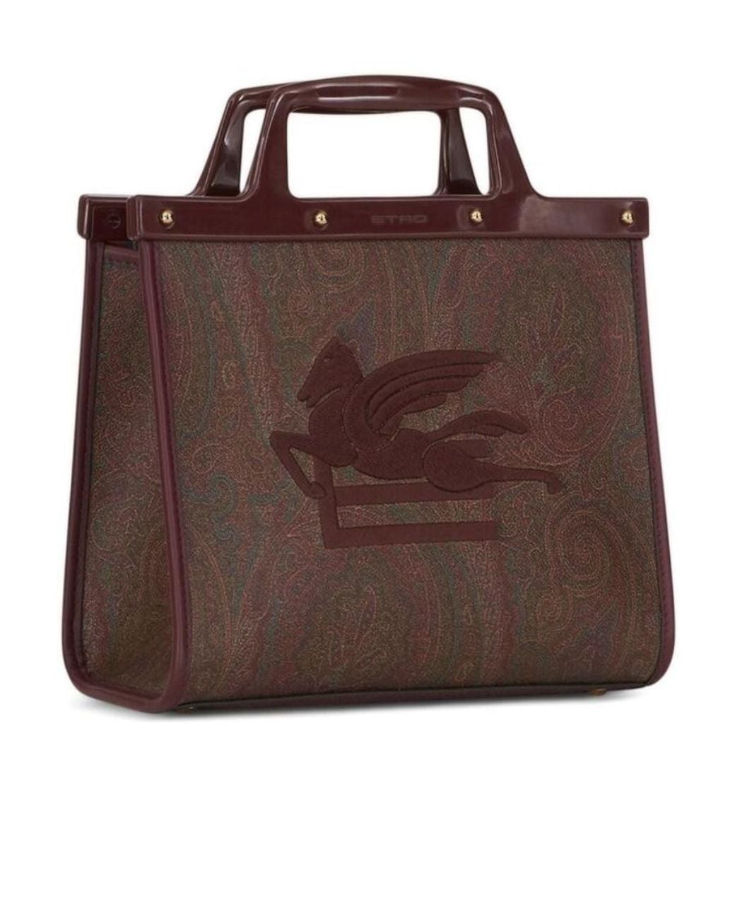 Etro Brown Logo Embroidered Paisley-Printed Tote Bag