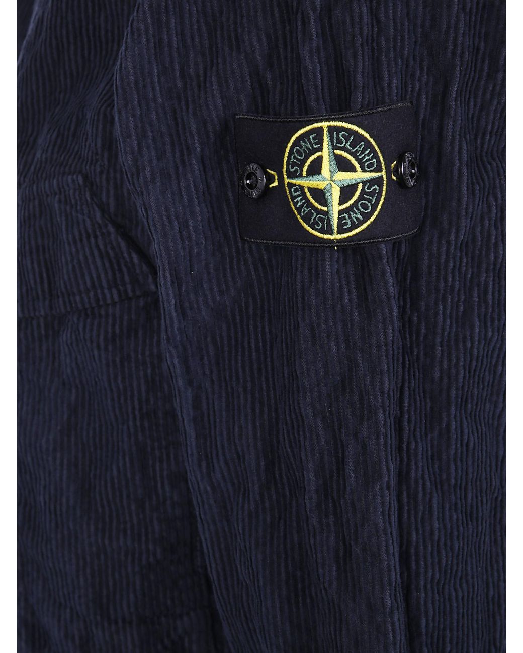 Stone Island Blue Logo Patch Long-Sleeved Overshirt for men