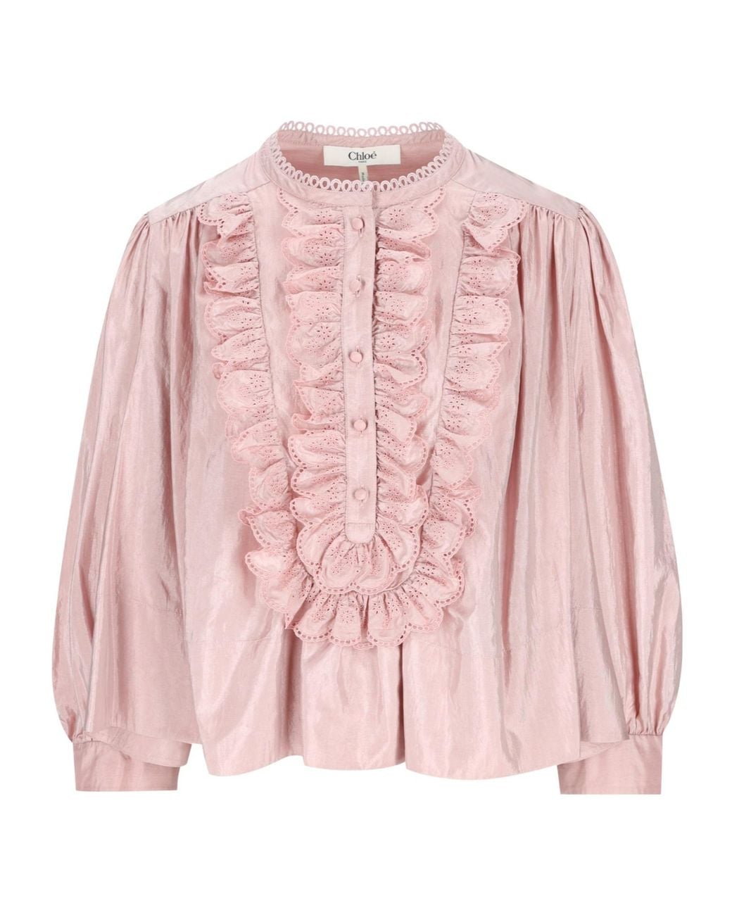 Chloé Pink Chloé Gathered Ruffle Top