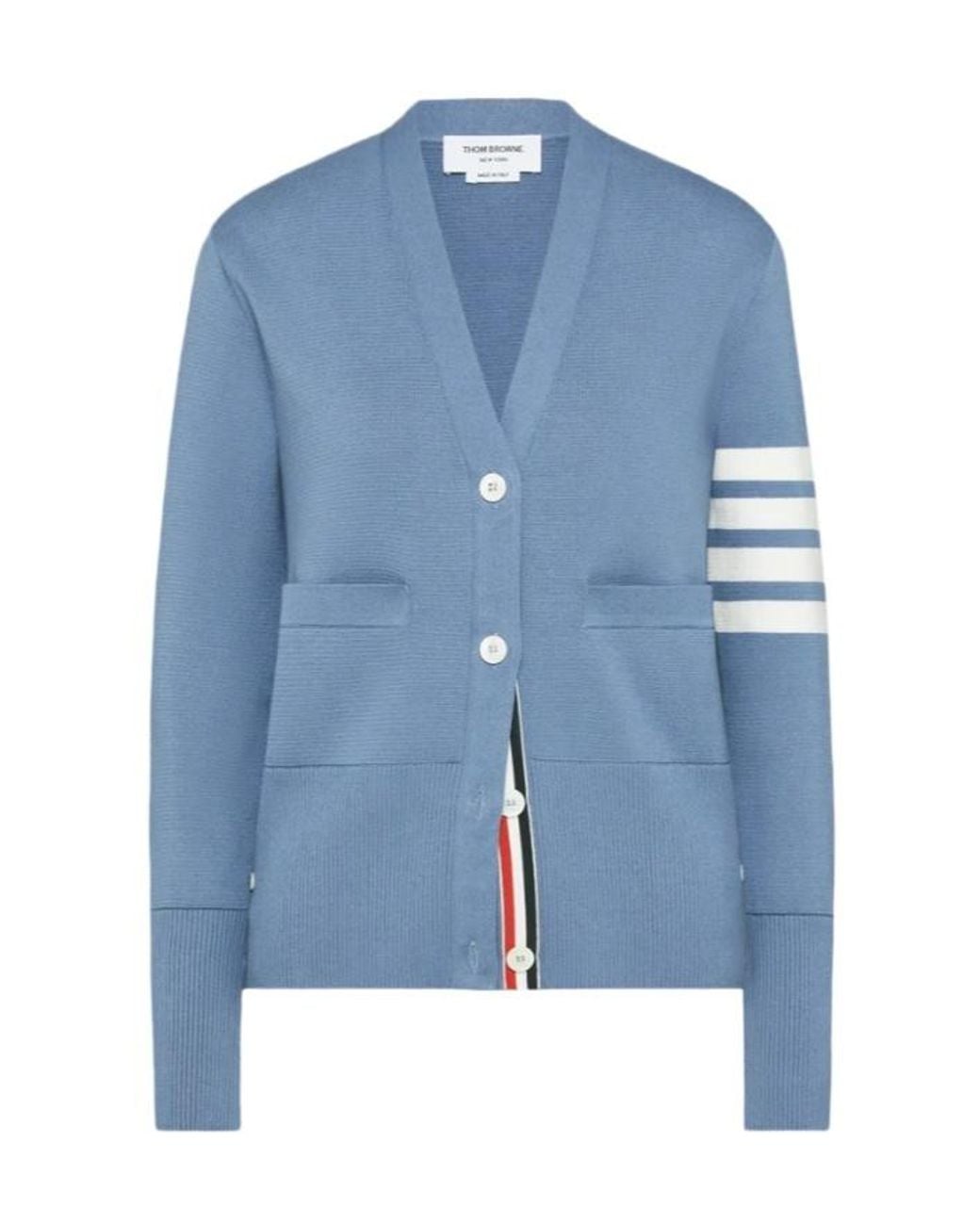 Thom Browne Blue 4-Bar Milano V-Neck Cardigan