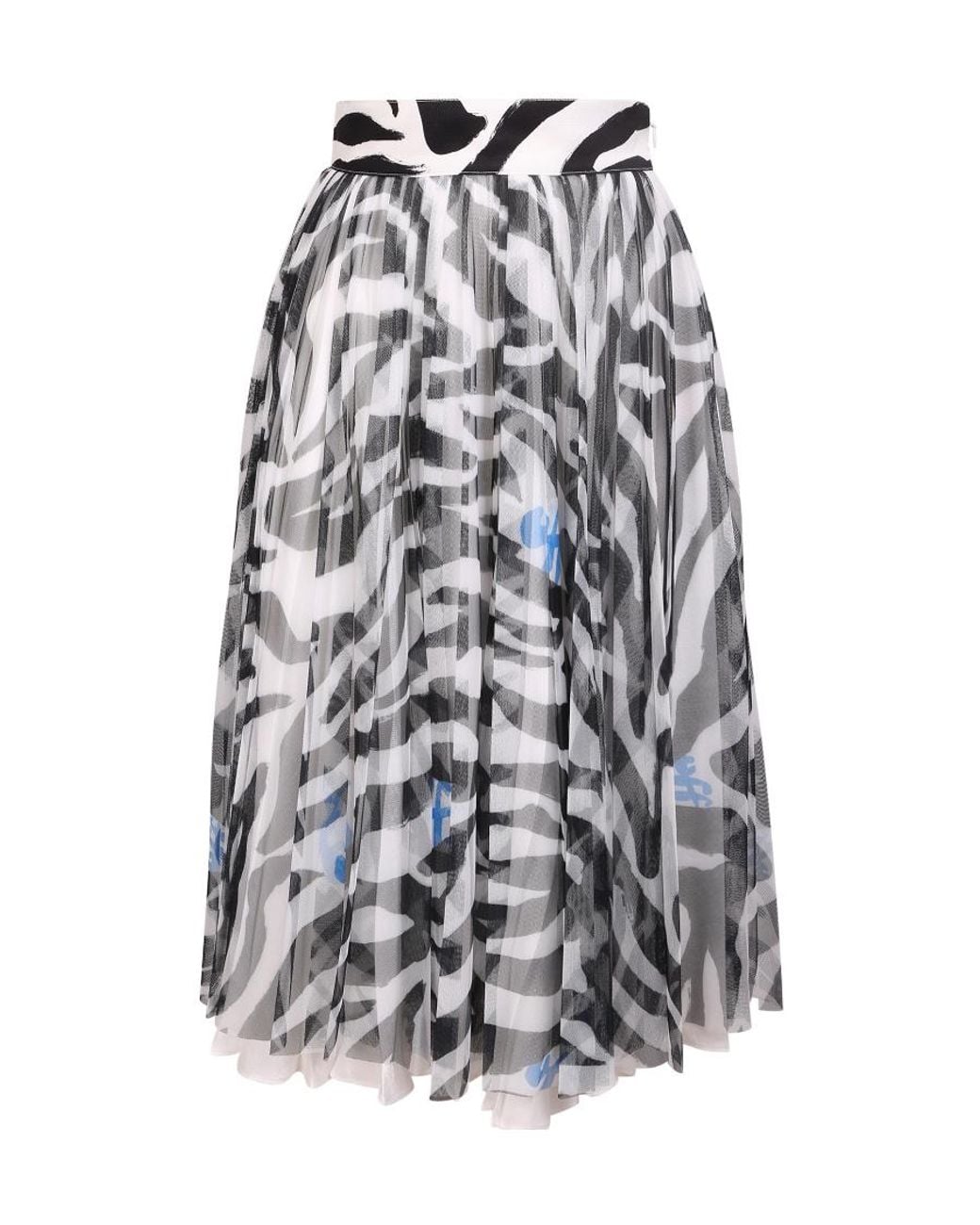 Off-White c/o Virgil Abloh White Leopard Printed Pleated Tulle Skirt