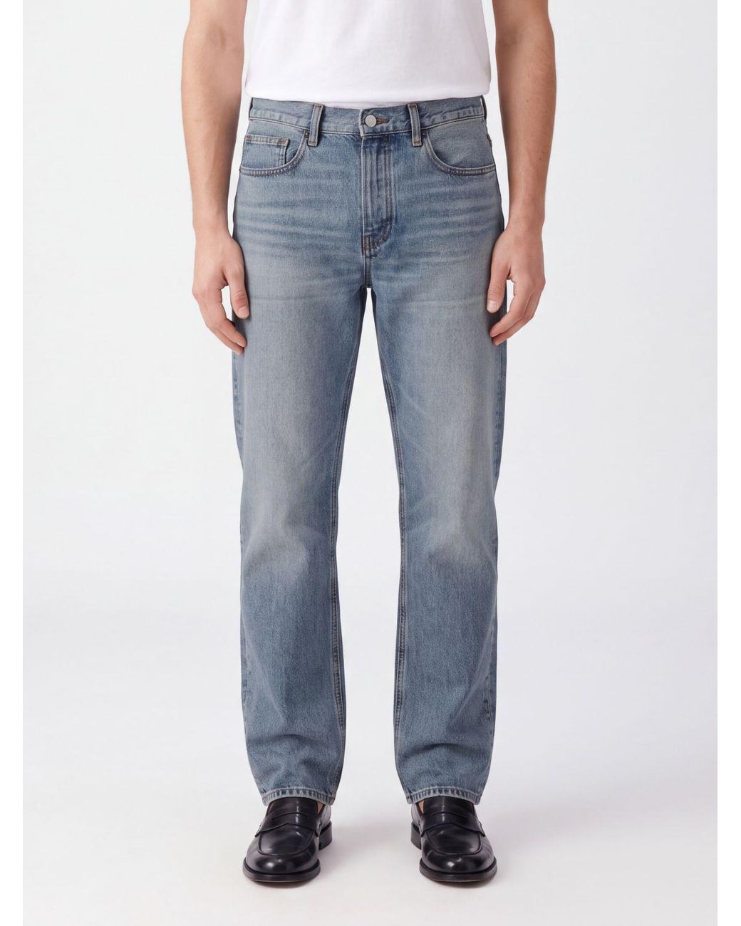 FRAME Blue High-Rise Straight-Leg Jeans for men