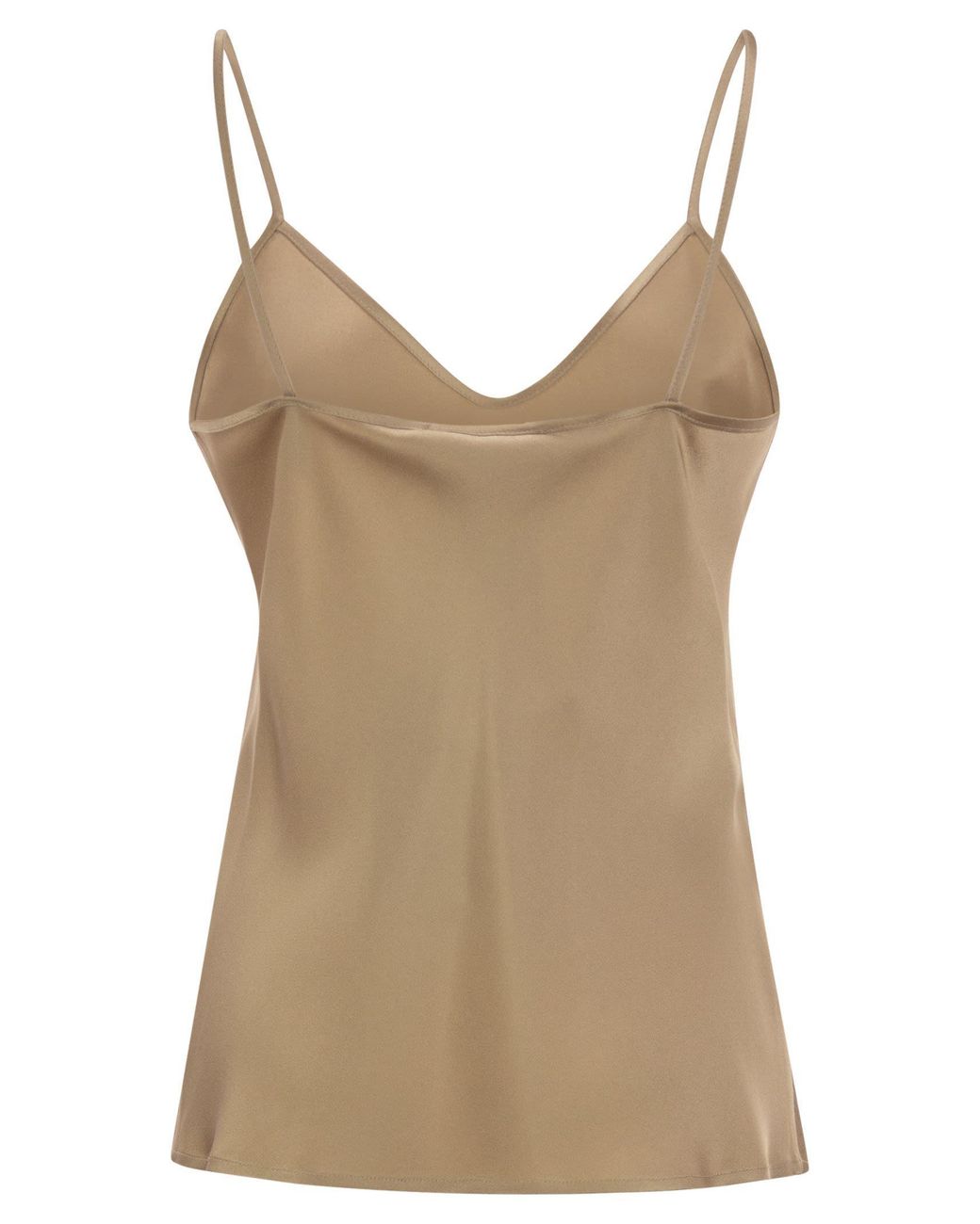 Max Mara Brown Maxmara Studio Msecomma – Fluid Satin Camisole Top With Slim Straps
