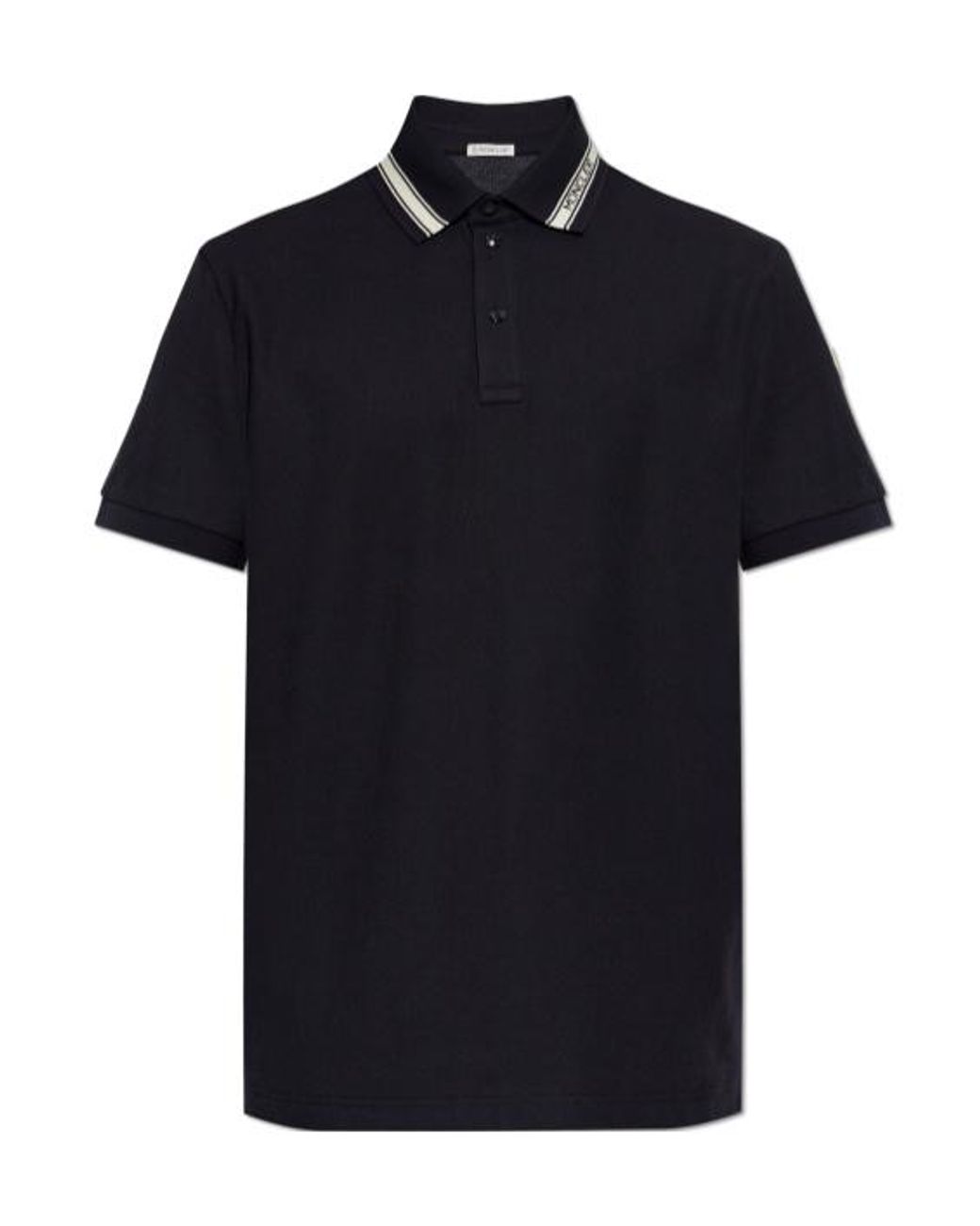 Moncler Black Logo-Trim Polo Shirt for men