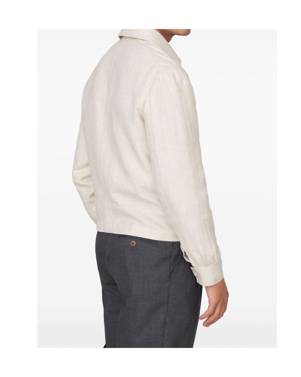 Brunello Cucinelli Natural Spread-Collar Bomber Jacket for men