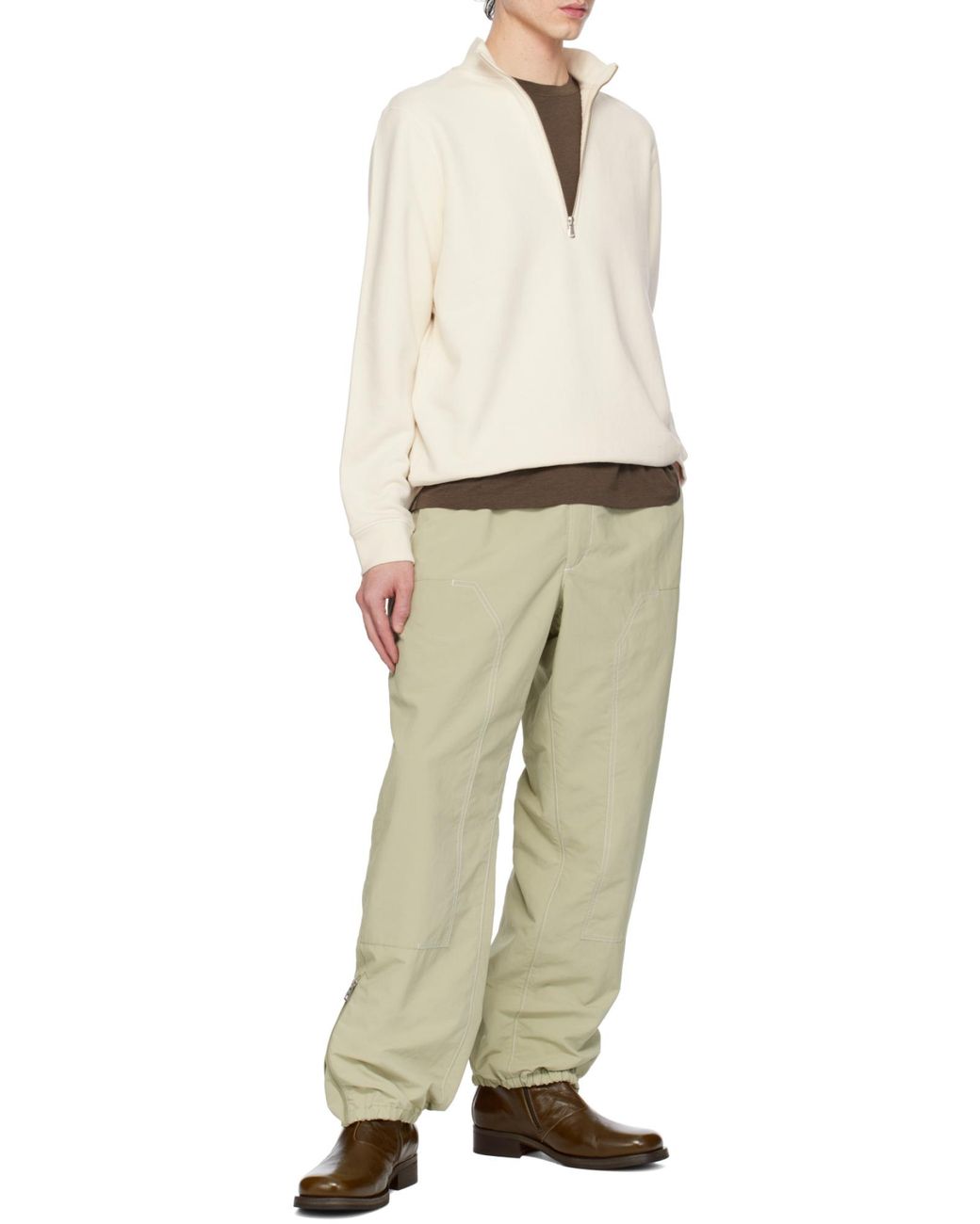 Moncler Natural Embroidered Logo Patch Jogging Pants for men