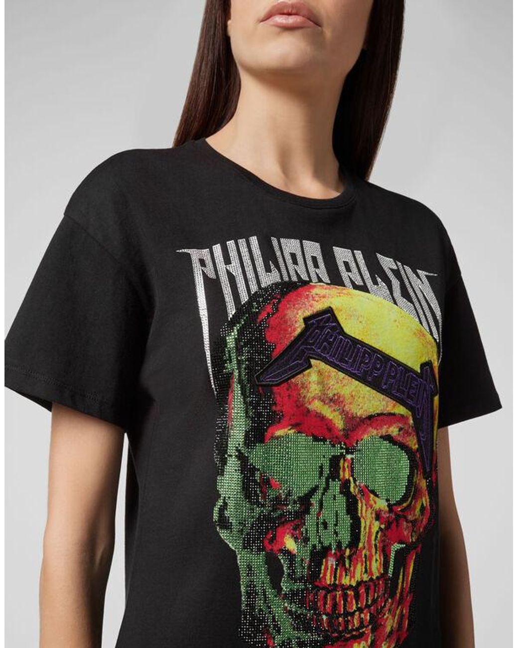 Philipp Plein Black Logo Details T-Shirt Dress