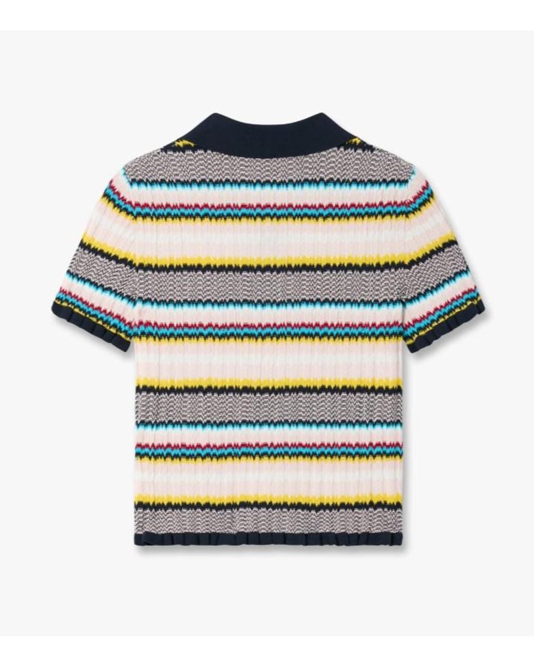 Casablanca Blue Zigzag Polo Knitted Top