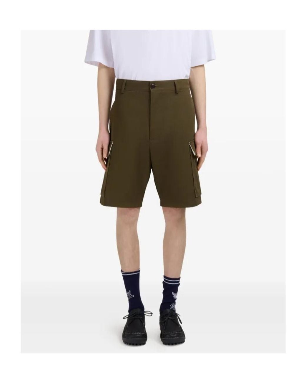Marni Green Gabardine Cargo Shorts for men