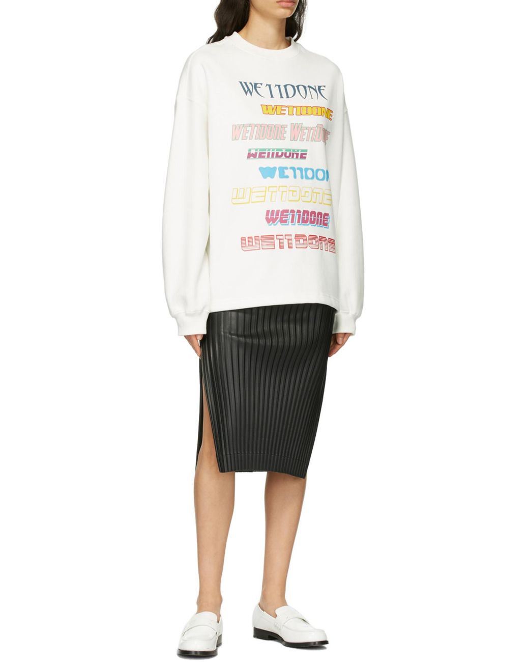 we11done White Logo Printed Long-Sleeved Sweatshirt for men