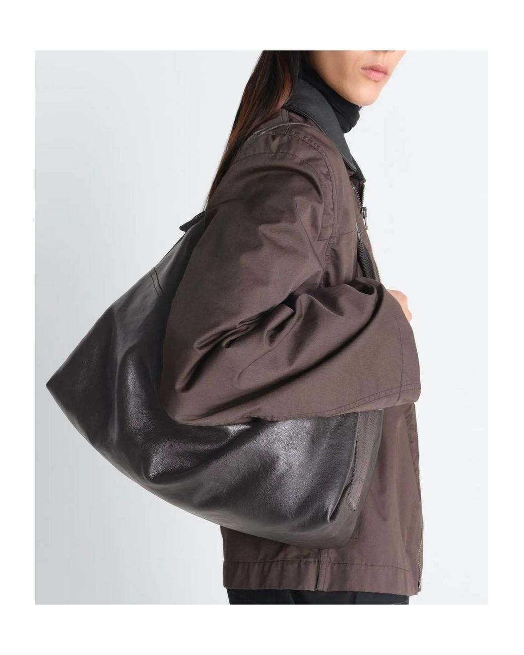 Lemaire Black Berlingot Leather Zip Shoulder Bag