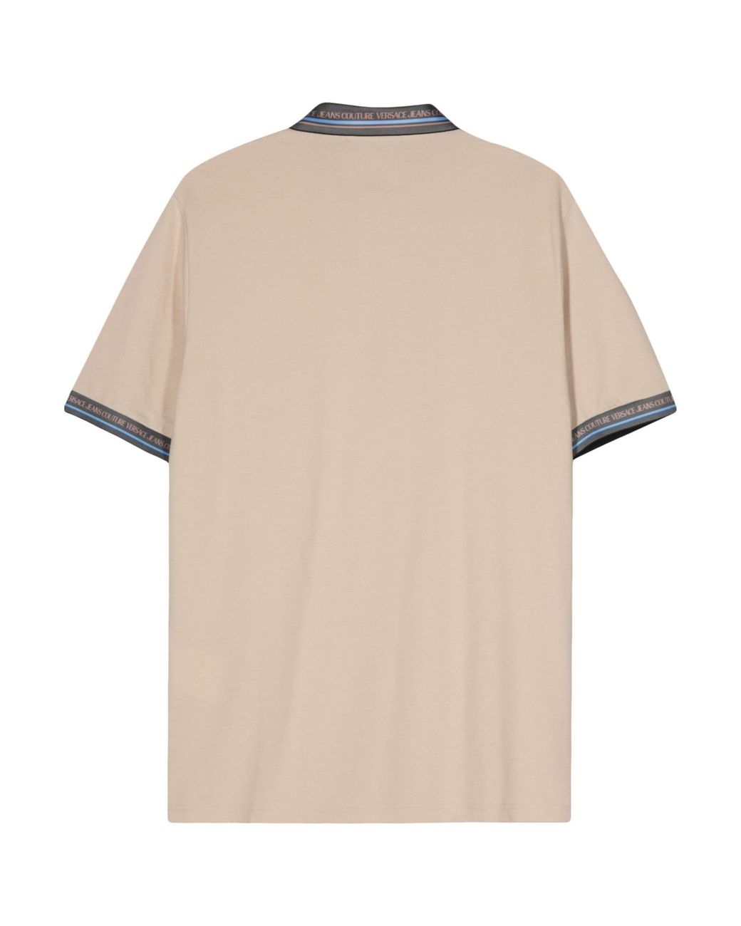 Versace Jeans Natural Logo-Embroidered Polo Shirt for men