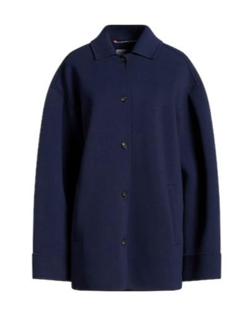 Max Mara Blue Solidcolor Flannel Shirt Jacket
