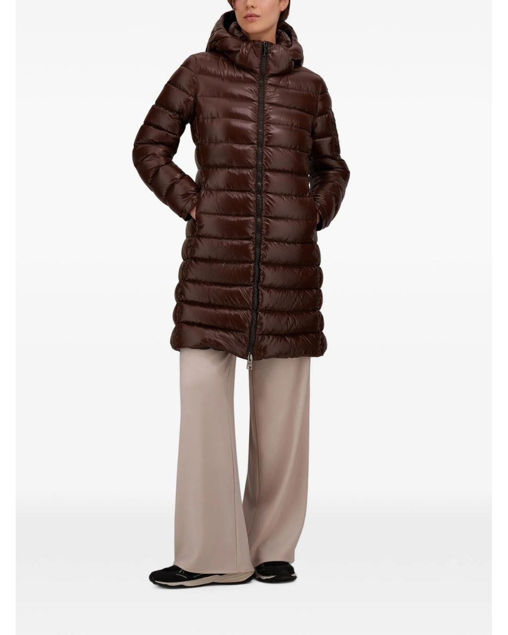 Herno Brown Glossy Hooded Oversized Jacket
