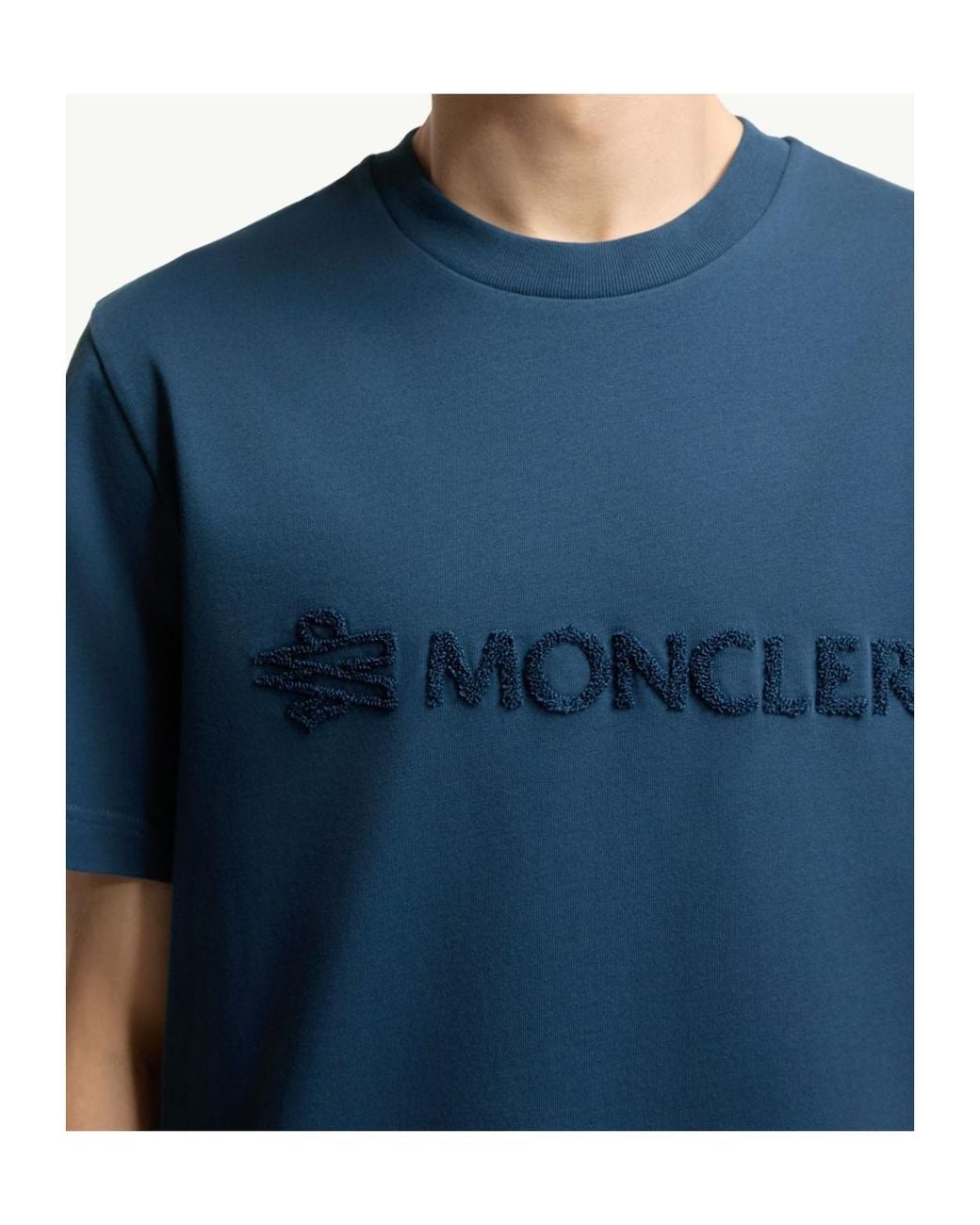 Moncler Blue Logo Patch Crewneck T-Shirt for men