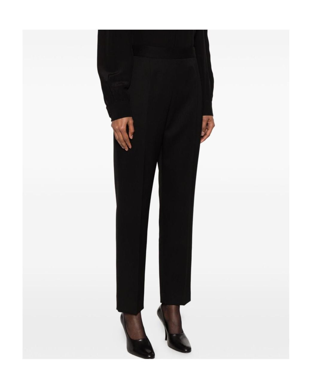 The Row Black Eranza Pressed-Crease Tailored Trousers