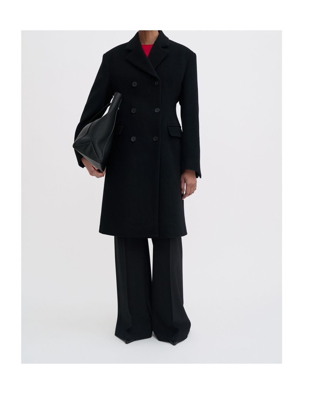 Filippa K Black Harper Double-Breasted Coat