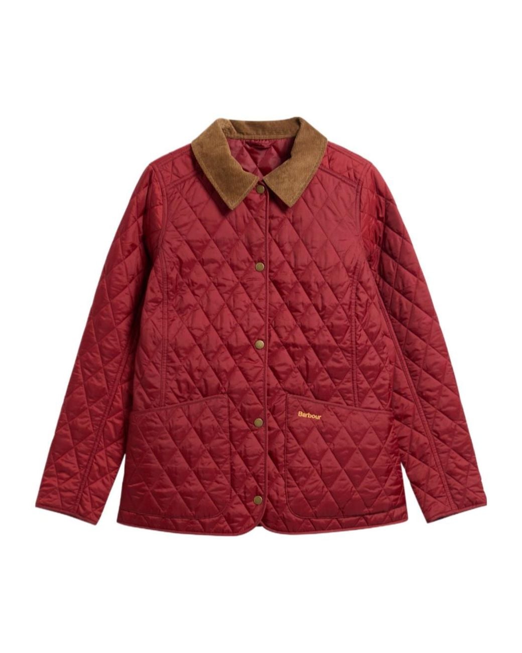 Barbour Red Annandale Quilted Corduroy-Collar Jacket