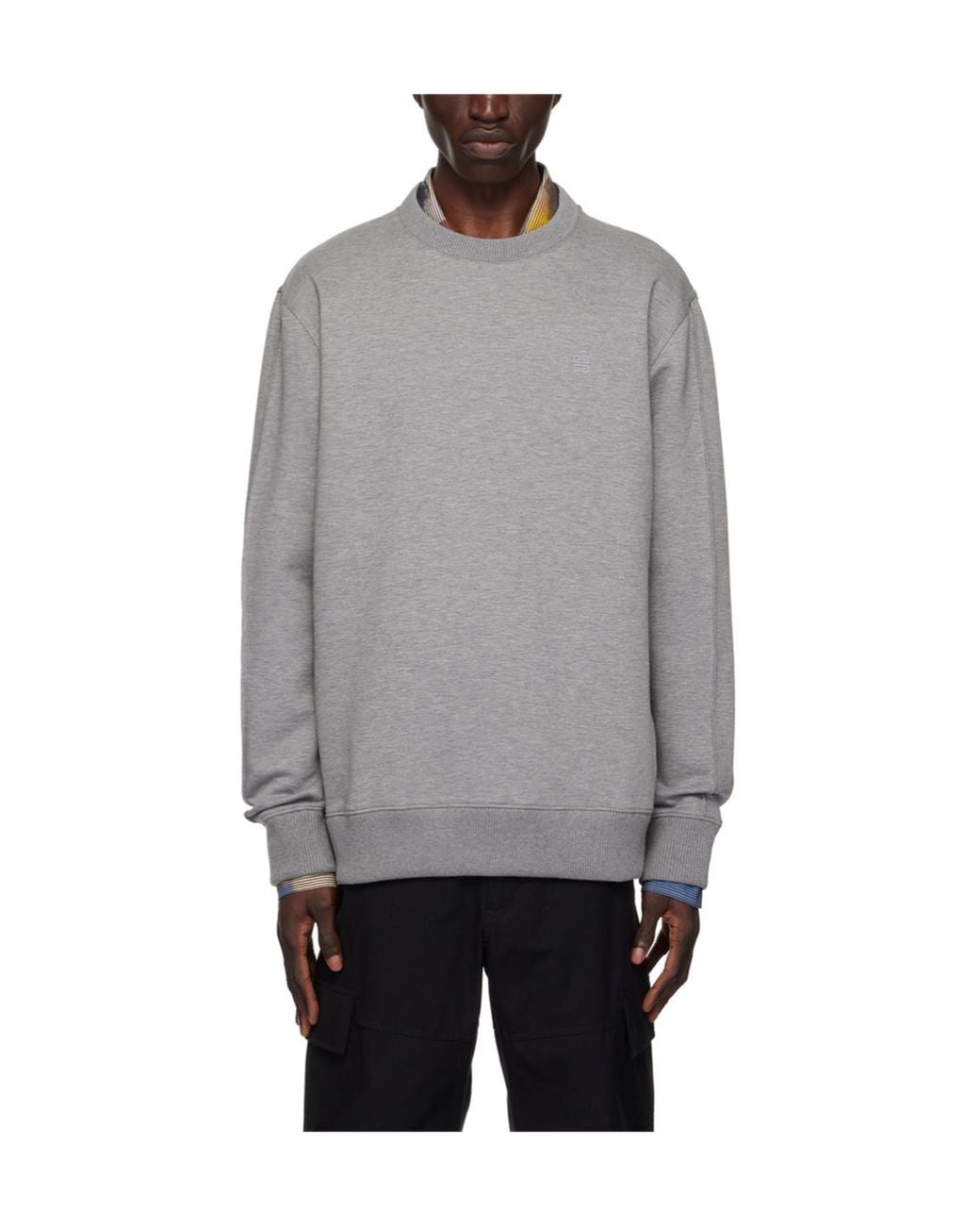 Givenchy Gray Logo Round-Neck Sweater for men