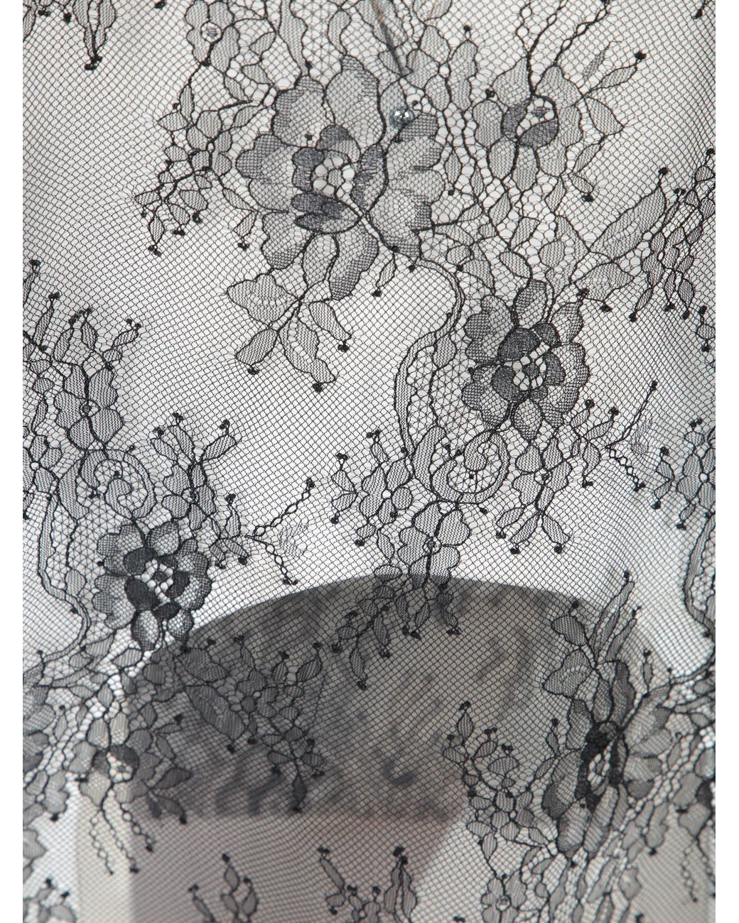 Alberta Ferretti Gray Long-Sleeved Lace T-Shirt