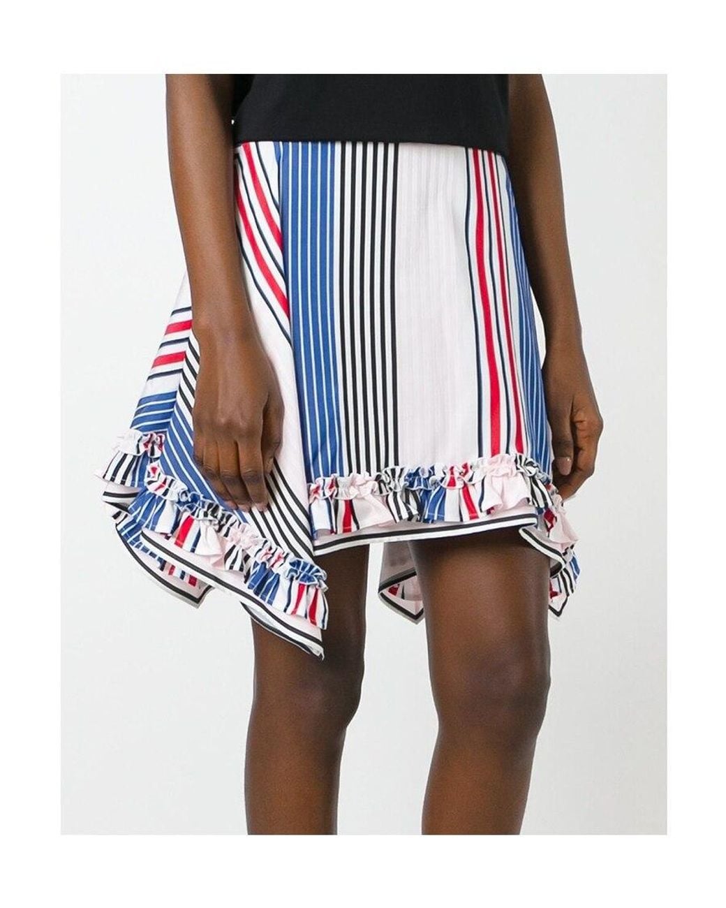 MSGM White Pointed Stripe Skirt