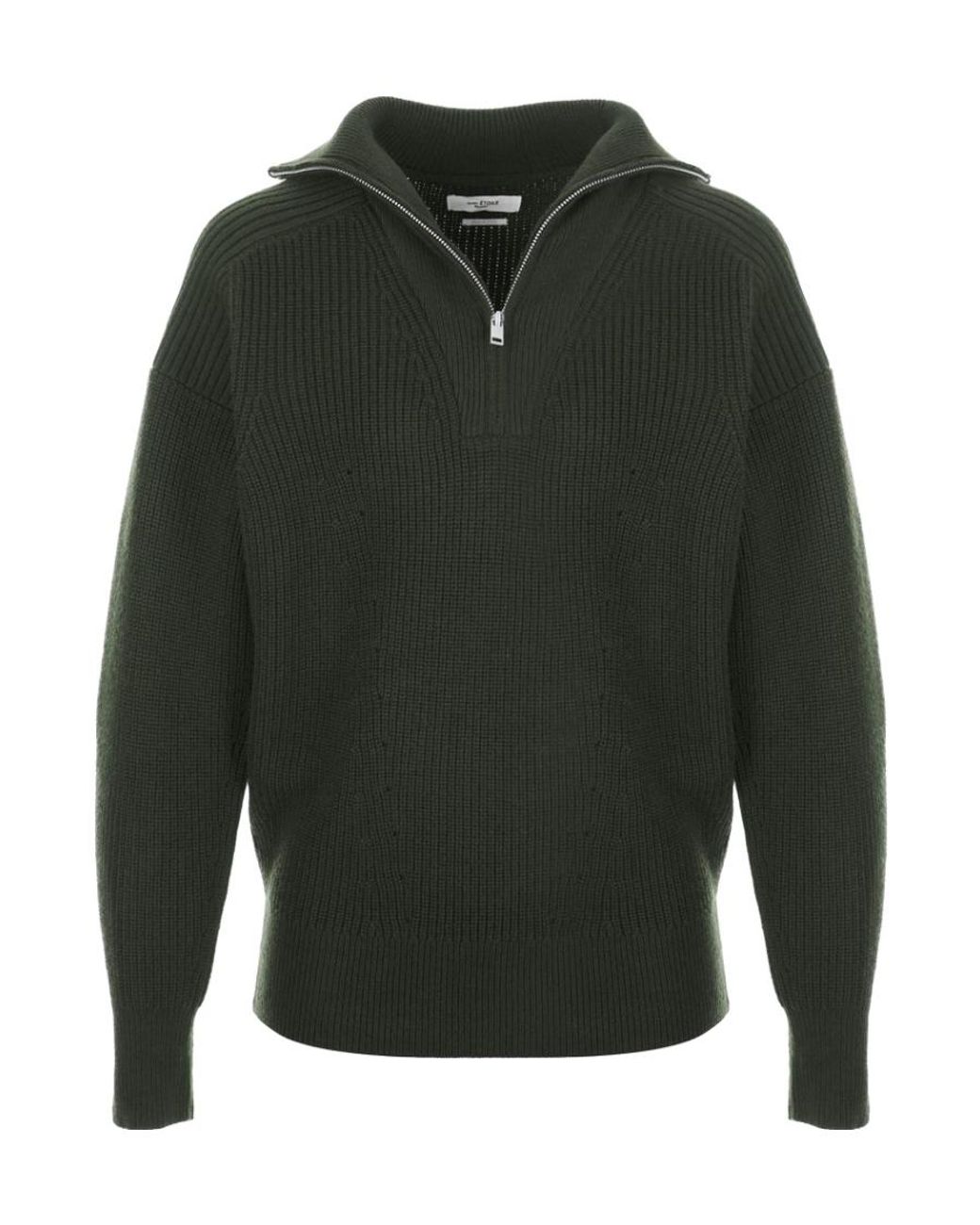 Isabel Marant Green Logo-Patch Zip-Up Jumper for men