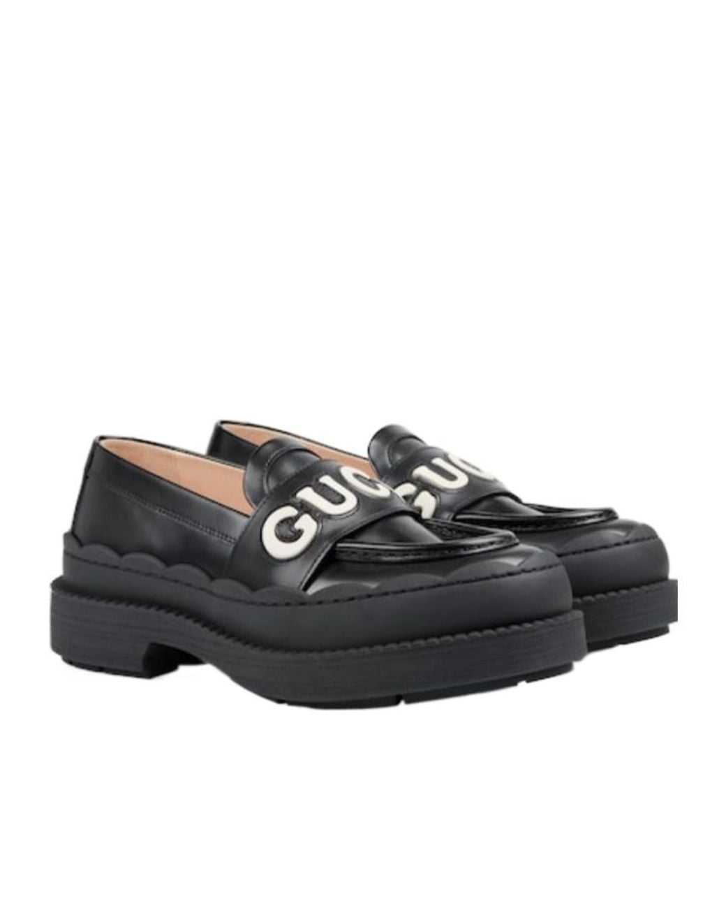 Gucci Black Logo Patch Detail Flat Shoes