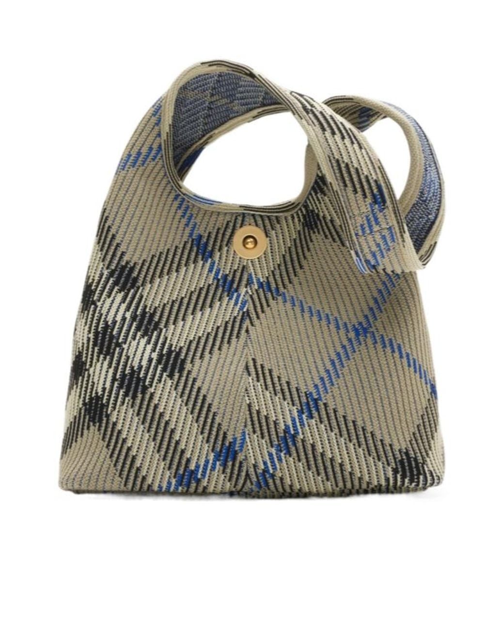 Burberry Green Small Check Knitted Shoulder Bag
