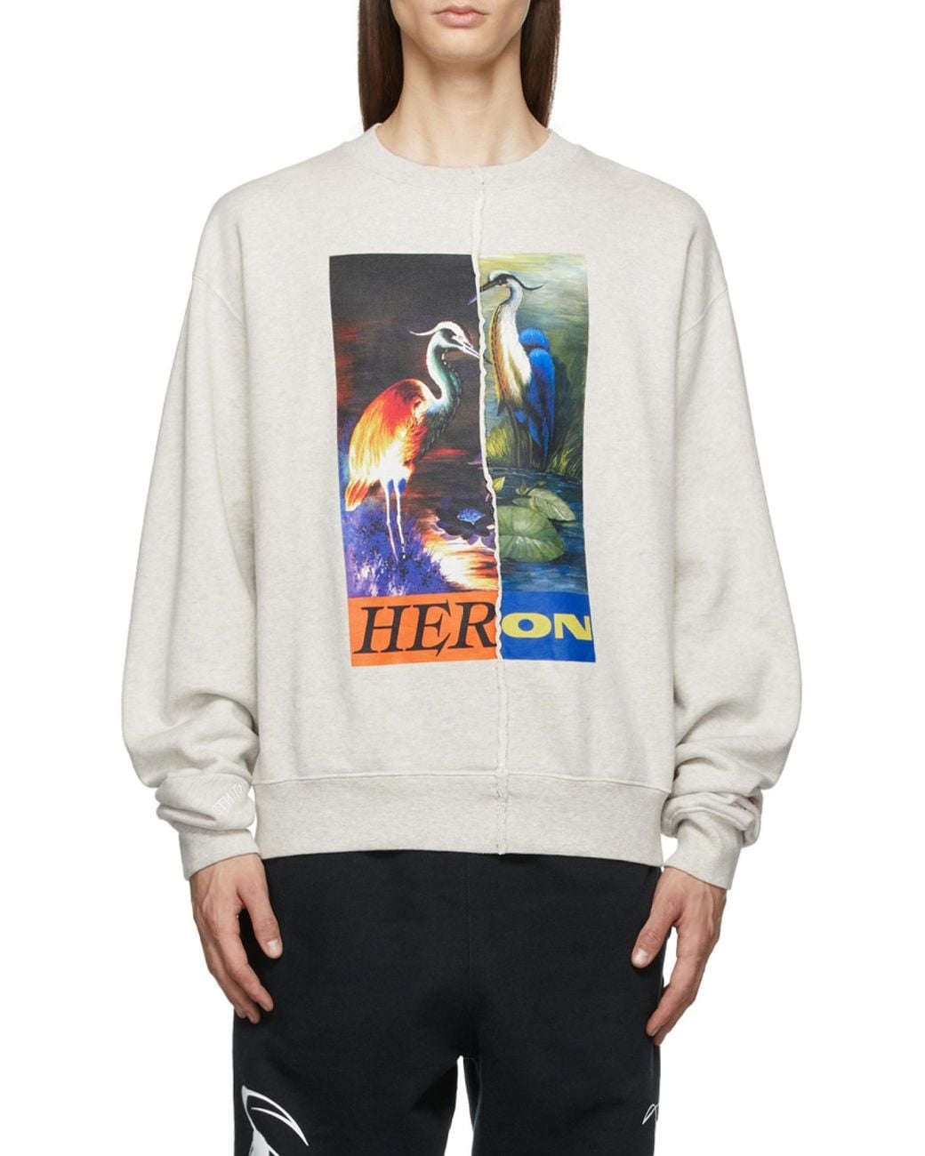 Heron Preston White Split Heron Crew-Neck T-Shirt for men