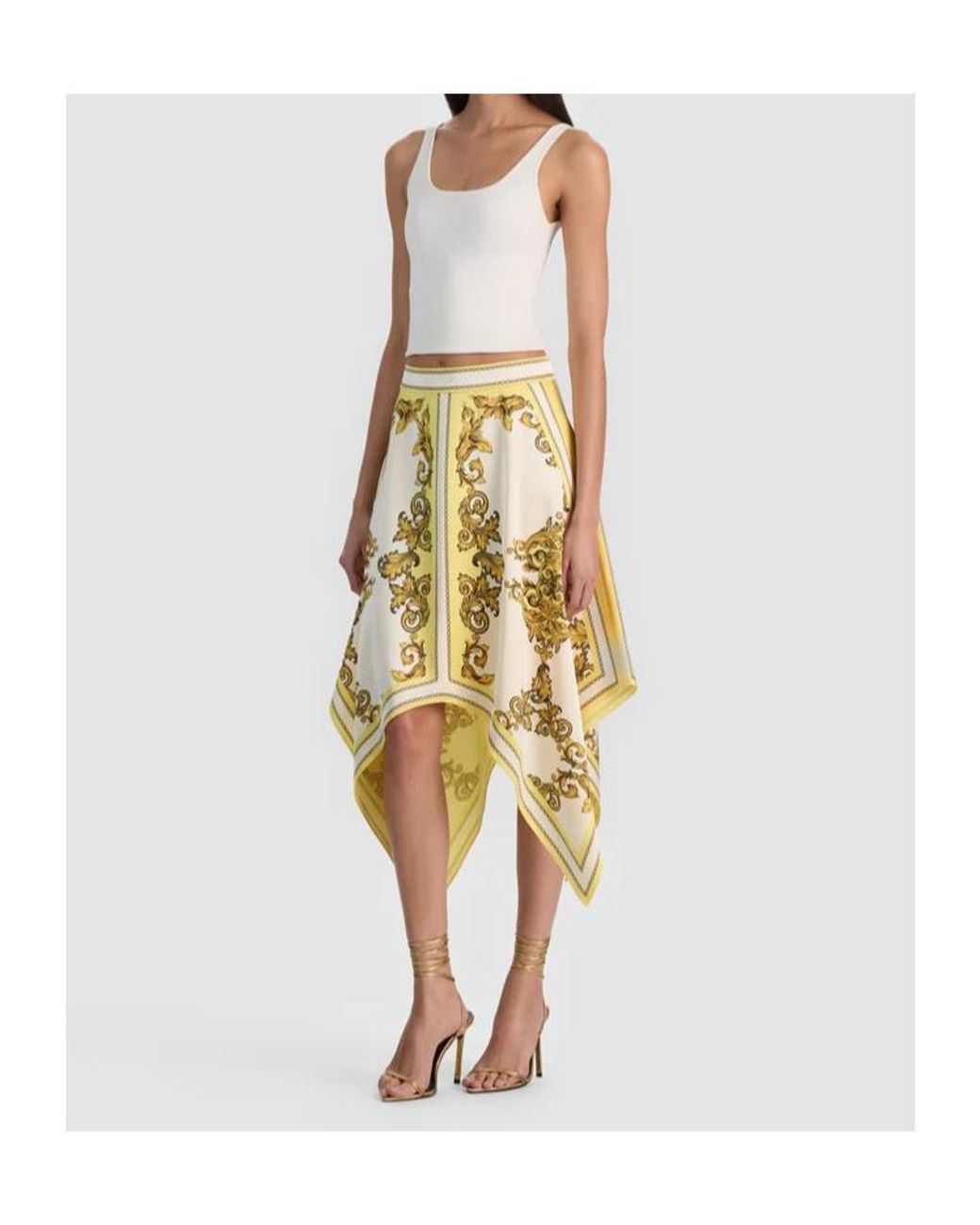 Alice + Olivia Metallic Davina Midi Skirt