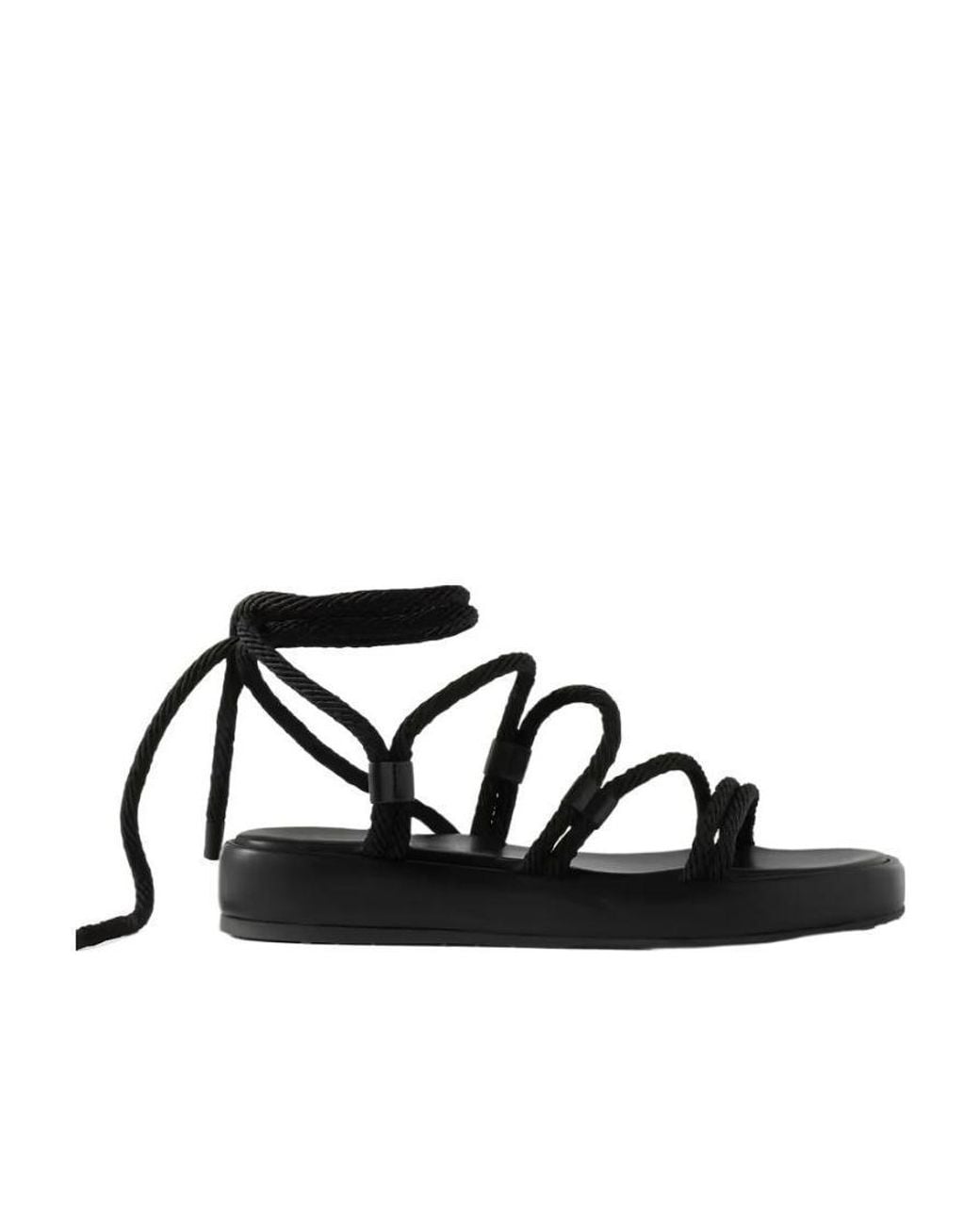 Gianvito Rossi Black Lace-Up Rope Sandals