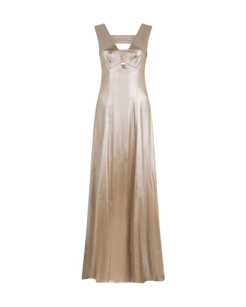 Peserico Natural Laminated Flared Maxi Dress