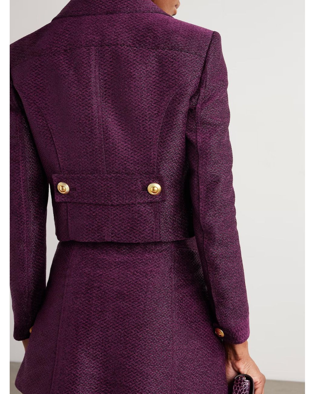 Tom Ford Purple Double-Breasted Tweed Coat