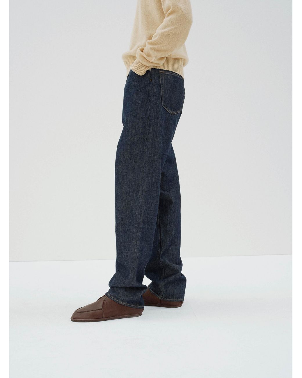 Auralee Blue オーラリー ハードツイスト ワイドレッグジーンズ for men