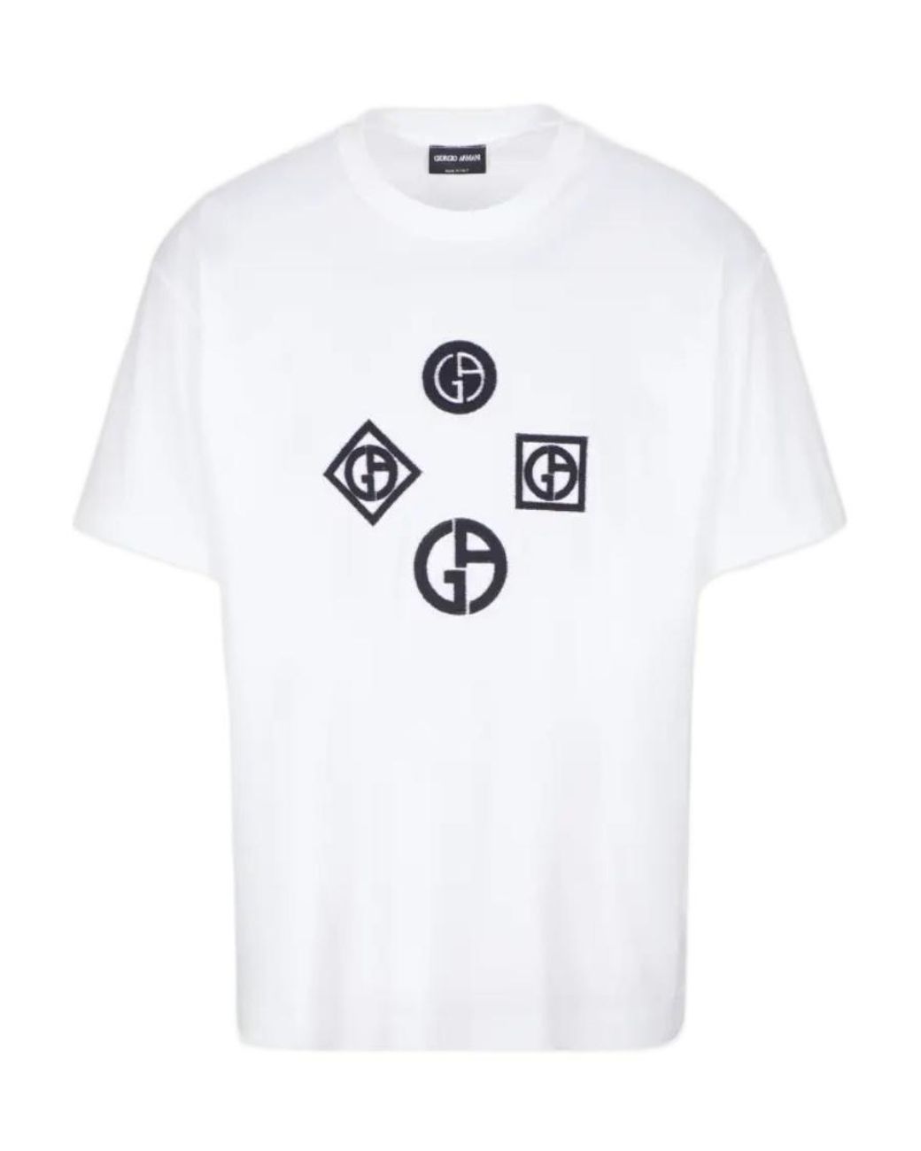 Giorgio Armani White Logo-Patch Cotton T-Shirt for men