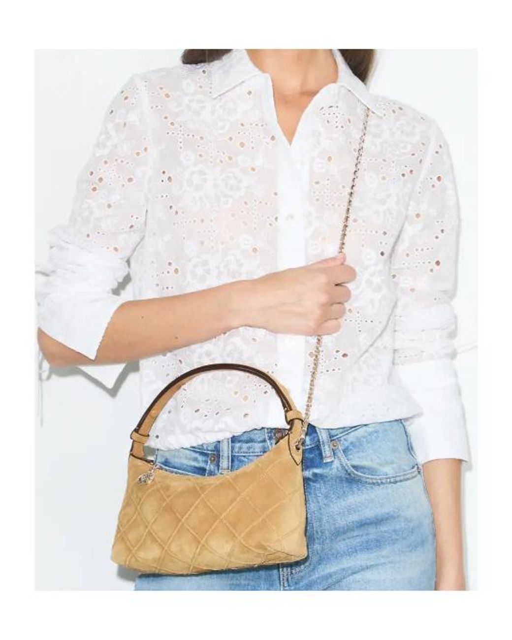 Tory Burch Metallic Mini Fleming Quilted Cross Body Bag
