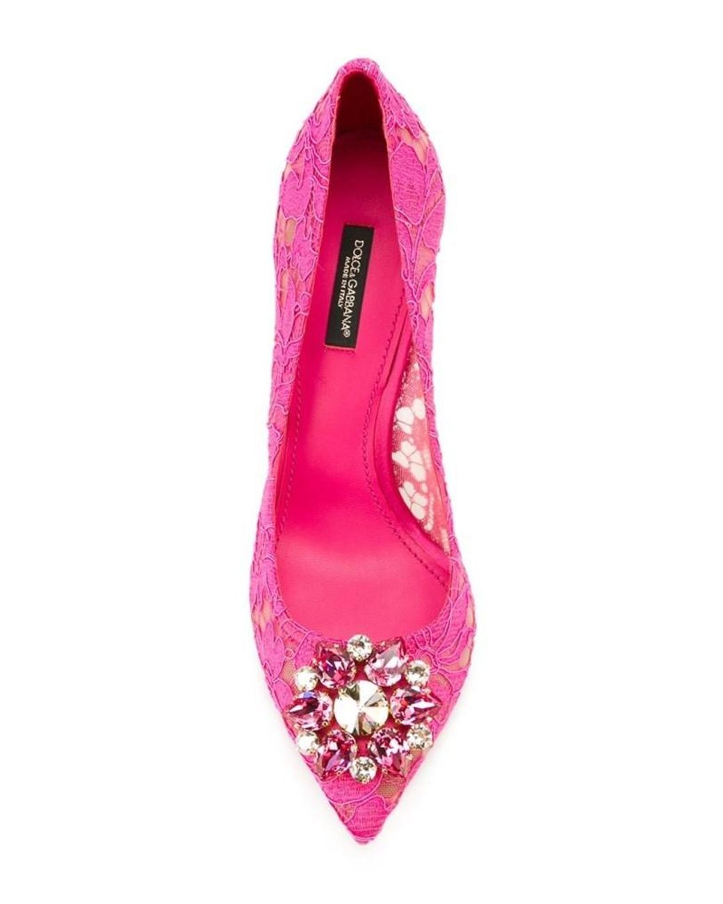 Dolce & Gabbana Pink Bellucci Embellished Lace Stilettos