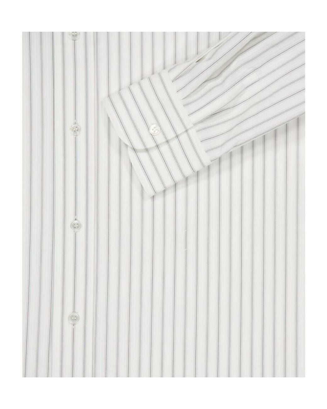 Saint Laurent White Cassandre Button-Up Striped Shirt for men